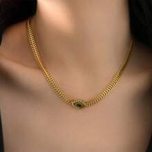 Necklace European And American Cross-Border New Design Versatile Sense Metal Stainless Steel Black Diamond Diamond Devil Necklace Female Wholesale - Vàng - Xem 1