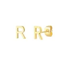1 par de brincos de aço inoxidável com letras iniciais para mulheres, brincos de cor dourada, brincos de piercing, joias da moda para presente de Natal