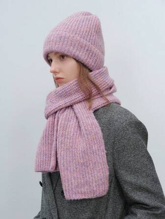 1pc/Set Women's Autumn Winter Warm Windproof Casual Cute Retro Street Rainbow Gradient Color Block Acrylic Knit Beanies, Suitable For Outdoor, Daily Commute