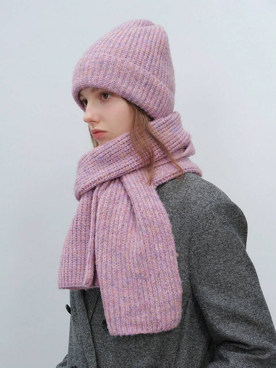 1pc/Set Women's Autumn Winter Warm Windproof Casual Cute Retro Street Rainbow Gradient Color Block Acrylic Knit Beanies, Suitable For Outdoor, Daily Commute - Multicolor - View 1