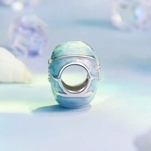 WOSTU 1 pieza Cuentas de plata de ley 925 con concha azul como dije para mujer, joyas finas para bricolaje con pulsera, regalos para fiestas