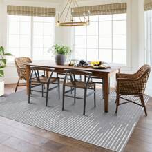 Modern Geometric Carpet Washable Area Rug Low Pile Soft Carpet Striped Carpet Large Size Indoor Carpet Stain Resistant Non-Slip For Living Room Bedroom Dining Room Office Apartment - 灰色 - 查看 3