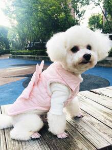 سترة مبطنة مبطنة للحيوانات الأليفة مع طوق أذن أرنب قطعة واحدة ، ملابس شتوية دافئة للكلاب/القطط