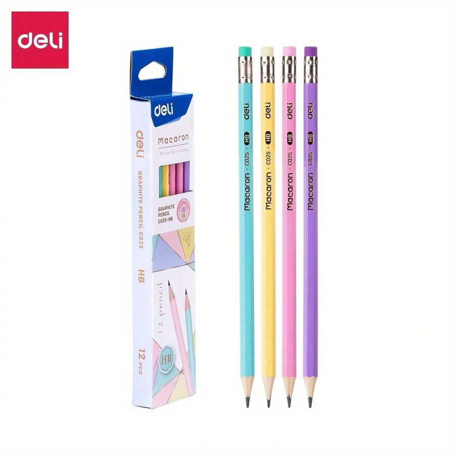 DELI DELI 12pcs Wooden Sketch Graphite Pencil Set HB