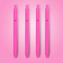 4 Pink Retractable Neutral Pens With Smooth Black Ink - Perfect For Diaries And Office Supplies Back To School - Black - View 7