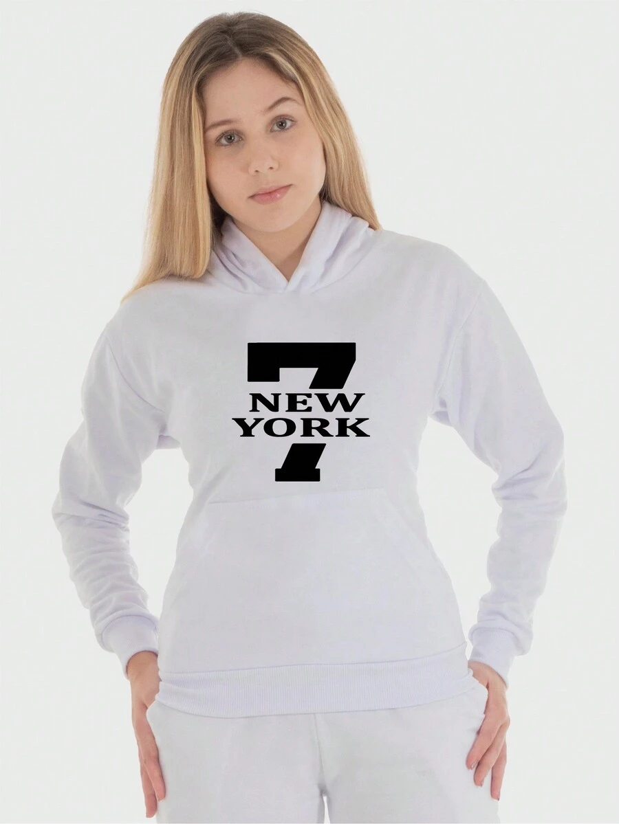 Women's 7 New York Flannel Kangaroo Sweatshirt With Pocket And Hood - 淺灰色 - 查看 1