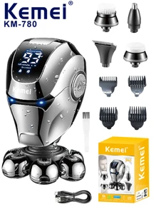 KEMEI KM-780 Hot Selling Professional High Quality Men's Electric Shaver Five In One Digital Multi Functional Head Shaver - Black - View 1