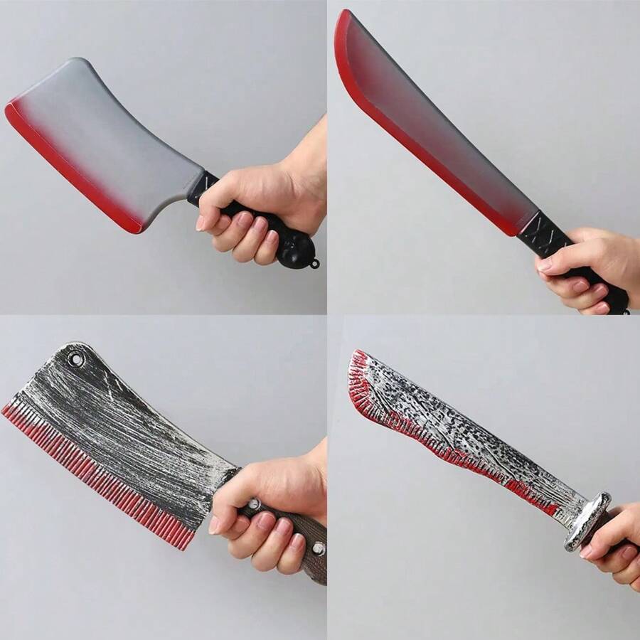 1 件仿真血腥锋利刀仿真塑料砍刀，适用于万圣节派对道具装饰 - 彩色 - 查看 1