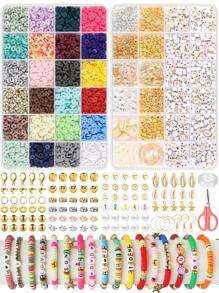 4800 pièces Kit de fabrication de bracelet en perles d'argile de polymère avec 48 couleurs, comprenant des pendentifs DIY, pour des cadeaux d'artisanat et la création de bijoux DIY