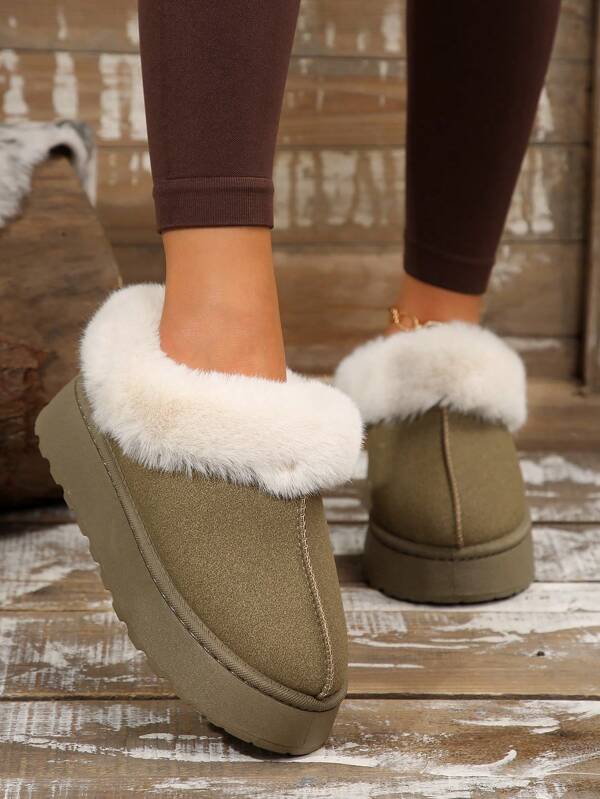 2024 New Women Snow Boots Thick Bottom Warm Plush Lining Suede Short Boots, Winter