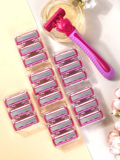 手动女士身体比基尼脱毛剃须刀 6 层不锈钢剃须刀片可更换刀片，适用于理发沙龙美容旅行必需品的美发产品和配件