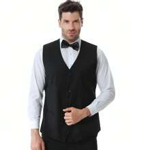 9Pcs/Set Men's 1920s Costume Set - Roaring 20s Flapper Outfit, Speakeasy Attire With Vest, Fedora Hat, Suspenders, Bow Tie, Vintage Accessories (Shirt Not Included) - 黑色 - 查看 5