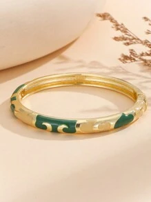 1pc Fashion New Style Gold Plated Exquisite Enamel Cloisonne Bracelet Bangle Jewelry Gift For Girls Women - Green - View 3
