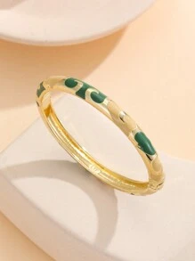 1pc Fashion New Style Gold Plated Exquisite Enamel Cloisonne Bracelet Bangle Jewelry Gift For Girls Women - Green - View 2