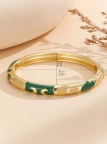 1pc Fashion New Style Gold Plated Exquisite Enamel Cloisonne Bracelet Bangle Jewelry Gift For Girls Women - Green - View 4