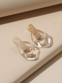 1 Pair Fashionable & Unique Transparent Water Drop Geometric Earrings - Green - View 3