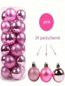 24 piezas/Caja Bolas de Navidad Mini de 4 cm/2.9 cm, Adornos colgantes a prueba de roturas para Navidad, cumpleaños, San Valentín, fiesta de bodas, hogar, oficina, exterior, árbol de Navidad, crear ambiente navideño, regalo de Navidad