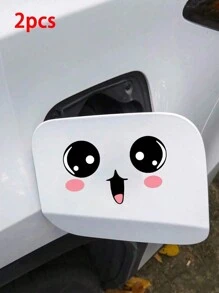 2入組卡通大眼睛汽車後視鏡貼紙 - 彩色 - 查看 1