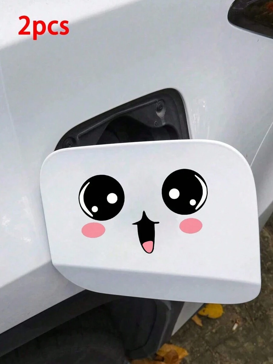 2入組卡通大眼睛汽車後視鏡貼紙 - 彩色 - 查看 1