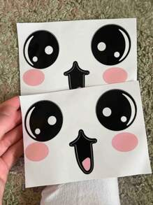 2入組卡通大眼睛汽車後視鏡貼紙 - 彩色 - 查看 7