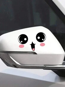 2入組卡通大眼睛汽車後視鏡貼紙 - 彩色 - 查看 2