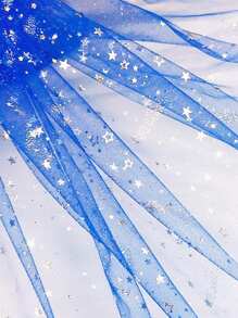 1 mảnh vải tuyn sequin hình ngôi sao bạc kim loại dùng để may trang phục sân khấu tự làm, váy công chúa, mũ đội đầu - Nhiều màu - Xem 13