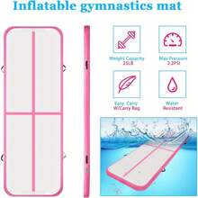 10Ft Tumbling Gymnastics Mat Track Inflatable Gymnastics Mat Air Tumbling Track Fitness Mat Suitable For Gymnastics Yoga Kickboxing Hip-Hop Training - Pink - View 5