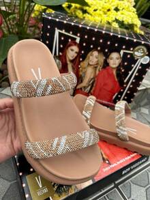 Vizzano Women's Sandal With Shiny Rhinestones And Soft Straps, Original - 米色水晶帕皮特維扎諾 - 查看 3