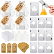 30 Stück Poker Karten Flaschenöffner Set, inklusive 10 Pik Ass Flaschenöffner, 10 Stück Organzabeutel, 10 Stück Dankeskarten, Geschenke für Trauzeugen für Hochzeit, Geburtstag, Bridal-Shower (Silber und Schwarz)