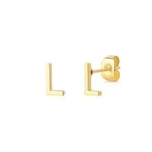 1 par de brincos de aço inoxidável com letras iniciais para mulheres, brincos de cor dourada, brincos de piercing, joias da moda para presente de Natal