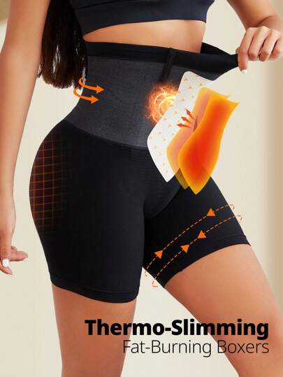 FLARIXA High-Waist, Warm, Thermal, Tummy Control, Butt Lifting, Body Shaping, Square Cut Underwear, 1pc Black