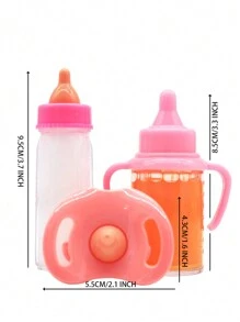 Juego de biberones mágicos para decoración navideña de bebé recién nacido, disponible en tamaños grande, pequeño y mediano, 2 biberones de leche y 2 biberones de jugo con 2 chupetes de juguete como accesorios para muñecas, con leche y jugo que desaparecen, regalo para niñas, decoración del hogar.