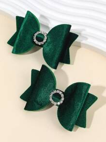 2pcs Dark Green Hair Bows For Women Solid Color Bow Alligator Clips With Swallow Tail Rhinestone Pinwheel Bow Barrettes Elegant Bow Hair Clips Plain Bow Hair Clips Women Fashion Hair Accessories,Hair Barrettes Claw Clips