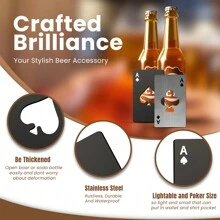 30 Stück Poker Karten Flaschenöffner Set, inklusive 10 Pik Ass Flaschenöffner, 10 Stück Organzabeutel, 10 Stück Dankeskarten, Geschenke für Trauzeugen für Hochzeit, Geburtstag, Bridal-Shower (Silber und Schwarz)