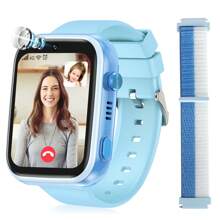 4G GPS Kids Smartwatch, 16GB ROM Children's Mini Cell Phone With Calling SOS Camera, 3-Style Cartoon Straps Life Water Resistant For 3-12 Years Girls Boys Birthday Xmas Gift - 藍色 - 查看 4