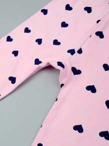 Young Girls Pink Cartoon Heart Cat Printed  Pajama Set, Spring Autumn - Pink - View 8