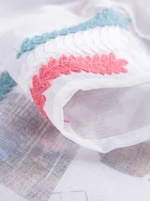 1 件清爽刺绣麦穗薄纱窗帘 - 彩色 - 查看 3