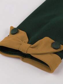 1950s Dresses Vintage Rockabilly Retro Short Sleeve Tie Midi Dress With Belt Cocktail Party Dress For Women - 墨綠色 - 查看 3