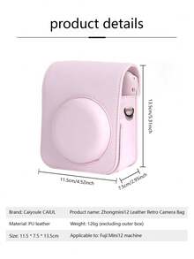 AKKHOO Mini12 Camera Bag, Camera Protective Case, Camera Leather Storage Pouch - Pink - View 4