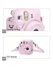 AKKHOO Mini12 Camera Bag, Camera Protective Case, Camera Leather Storage Pouch - Pink - View 3