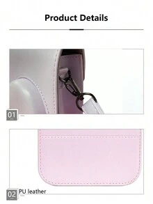 AKKHOO Mini12 Camera Bag, Camera Protective Case, Camera Leather Storage Pouch - Pink - View 2