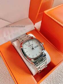 1 pièce Montre-bracelet étanche en acier inoxydable pour homme, cadran blanc/vert/noir, mouvement à quartz, style décontracté et d'affaires, grand cadran de haute qualité, convient pour les réunions, le travail, les cadeaux