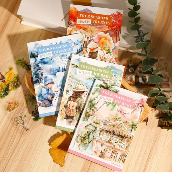 have a good day 1 Book 20 Sheets Four Seasons Tourism Theme Stickers Book Aesthetic Scrapbooking Decorative Collage Material DIY Phone Case Aesthetic Journaling Office & School Supplies Back To School