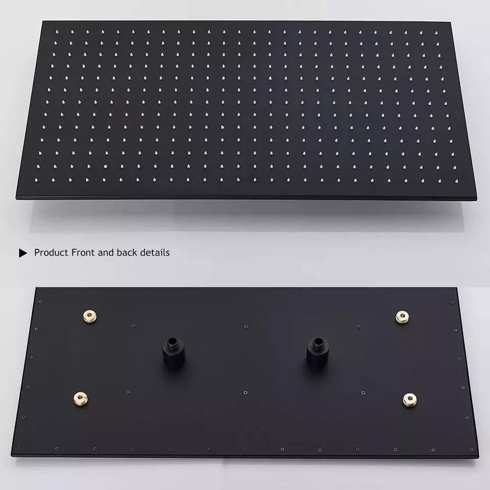 LED Ceiling Mount Rectangle Rainfall Shower Head, 16x32inch Luxury High