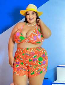 Plus Size Trikini - trái cam - Xem 3
