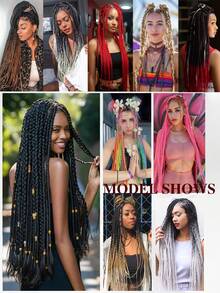 编织头发预拉伸专业易编织头发用于钩编辫子扭发辫子柔软 Yaki 纹理热水定型合成接发 - 彩色 - 查看 7