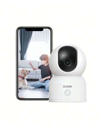 ZOSI ZOSI 2K Telecamera Wi-Fi Interna, Pan 360° Tilt 108°, 2,4G, Videocamera IP, Rilevamento di Persone, Chiamata con un Tocco, Audio Bidirezionale, Archiviazione Cloud o Locale, C518