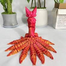 3D 打印九尾狐骨架，带可移动关节，适合家庭和办公室的艺术家装饰、汽车配件、随机彩虹色和圣诞礼物 - 彩色 - 查看 3