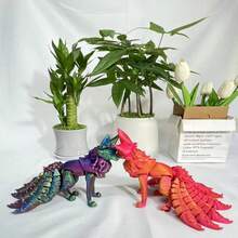 3D 打印九尾狐骨架，带可移动关节，适合家庭和办公室的艺术家装饰、汽车配件、随机彩虹色和圣诞礼物 - 彩色 - 查看 2