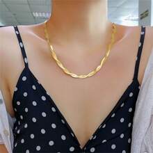 SET 2 PIECE Bracelet And Necklace European And American Temperament, High Quality K Gold Cross Titanium Steel Necklace Women's Suit, Ins Tide Internet Celebrity, Cold Wind, Clavicle Necklace - Vàng - Xem 4
